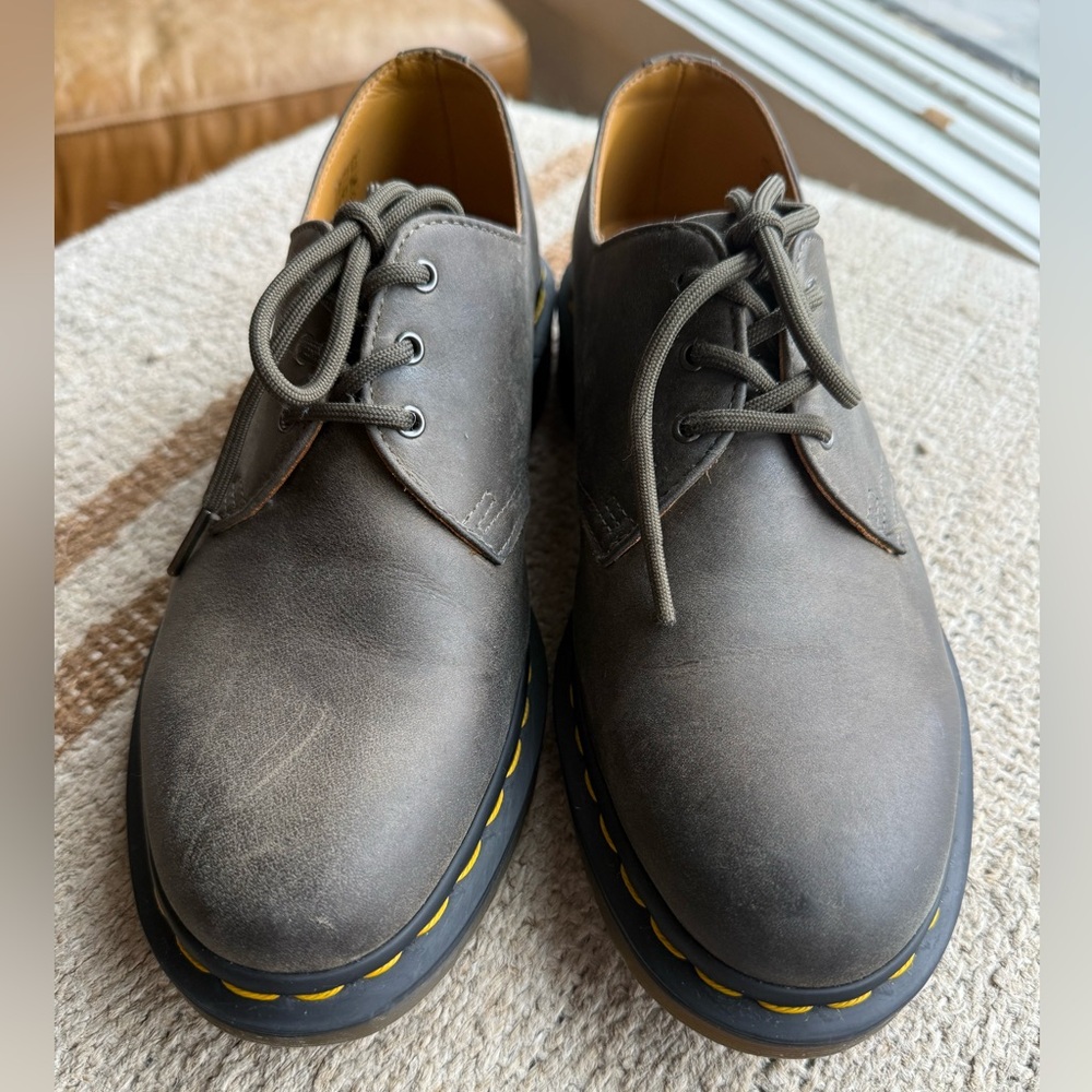 Dr. Martens Olive Green Leather Shoes